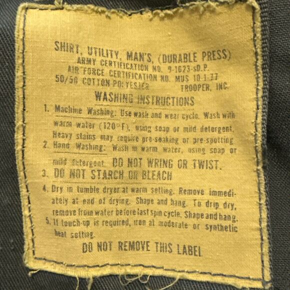 Vietnam Era OG Utility Shirt Army/Air Force Trooper Inc | 14.5x33 | Capt Patches - Picture 11 of 11